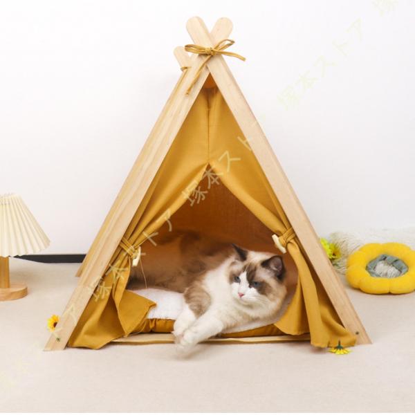 ペットベッド 犬 猫 ベッド ドームハウス マット 通年 猫 テント 組み立て式 ペット マット 洗...