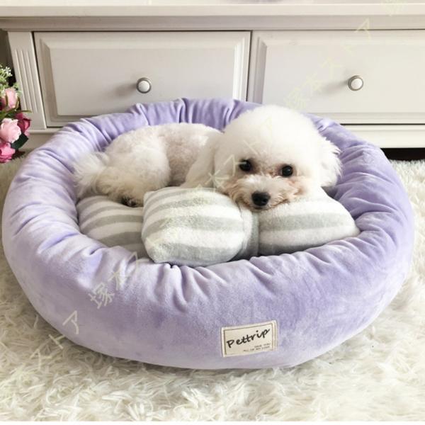 猫 ベッド 犬 ベッド 丸型 ふわふわ ペットベッド ペット用クッション 小型犬 あごのせ 丸洗い ...