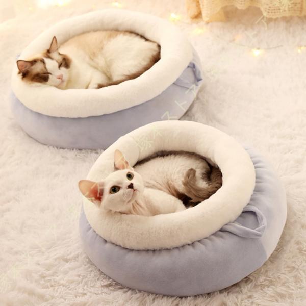 ペットベッド ラウンドベッド ペット用 犬用 猫用 冬 寝床 寝具 クッション ソファー 洗える ふ...
