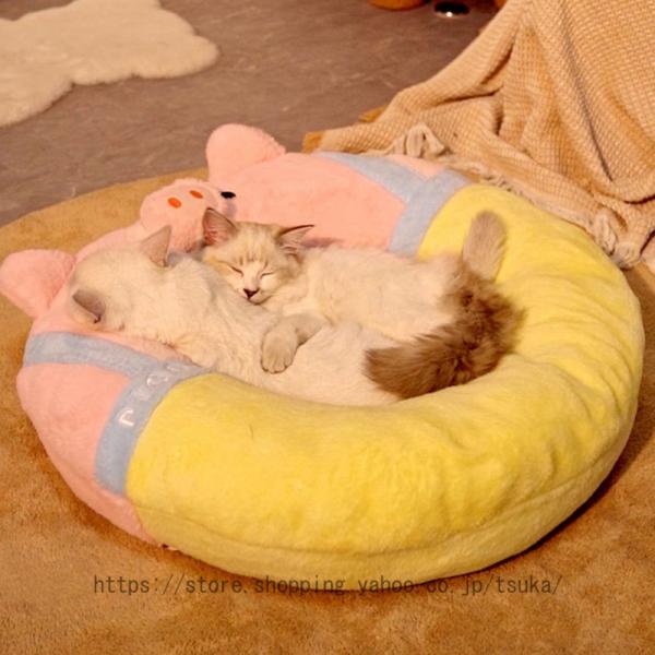 猫ベッド ペットベッド 猫用 犬用 小型犬 中型犬 ペットソファー 通年 冬 丸型 ふわふわ おしゃ...