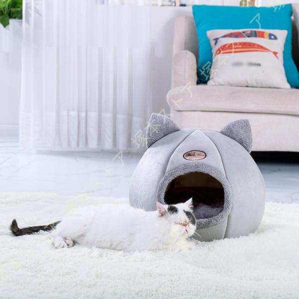 猫ベッド ドーム型 猫ハウス ペットハウス 猫の家 キャットハウス ペットクッション 冬 暖かい 滑...