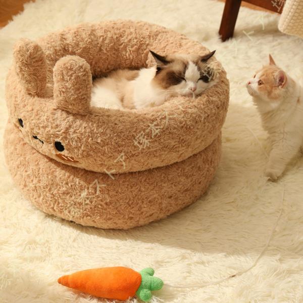 猫ベッド 犬ベッド ペットベッド 冬 通年 滑りにくい裏生地 ふわふわ 綿 秋冬用 洗える 吸湿発熱...