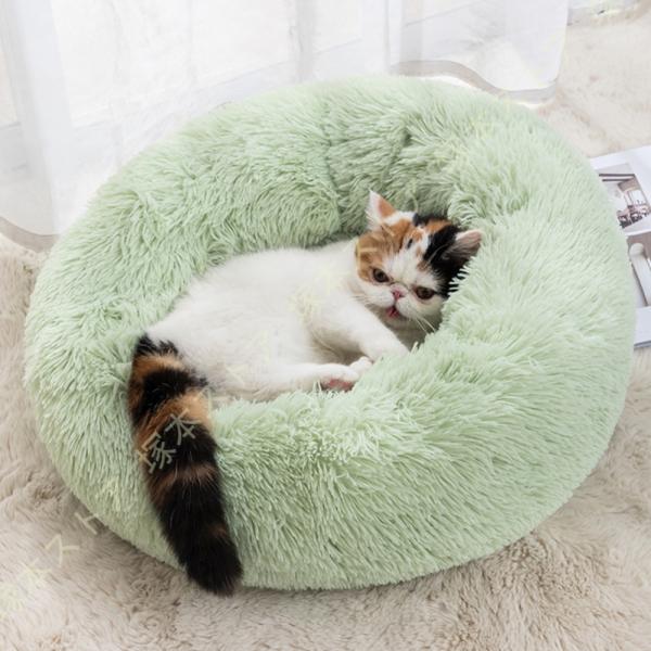 ペットベッド 猫 犬 ベッド クッション 洗える 丸型 冬 高反発 暖かい ふわふわ 滑り止め かわ...