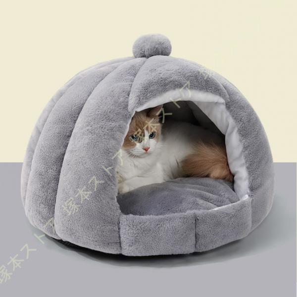 猫 犬 ベッド 猫ハウス キャットハウス ペット用寝袋 ドーム型 暖かい ふわふわ 折りたたみ式寝マ...