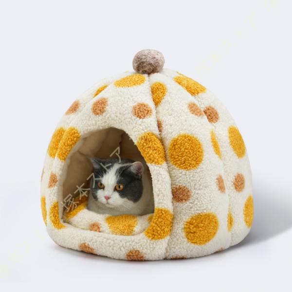 ペットベット クッション付き 2WAY ドーム型 猫ハウス 犬猫兼用 春 夏 秋 冬 洗濯OK 洗え...