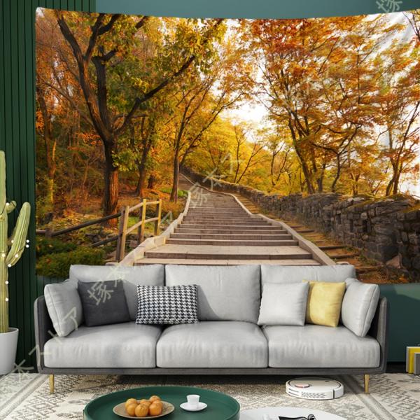 山タペストリー 道路と雪の風景 山脈湖 壁吊り 壁掛け おしゃれ 北欧壁飾り 山脈と日の出風景 和風...