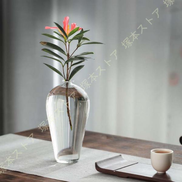 花瓶 おしゃれ 和風 ガラス製 ガラス花器 透明 きれいめ 枝もの インテリア 飾り ガラスボトル ...