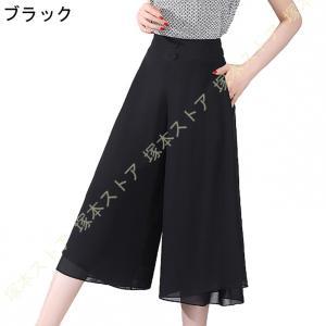 ワイドパンツ レディース ゆったり シフォン ...の詳細画像1