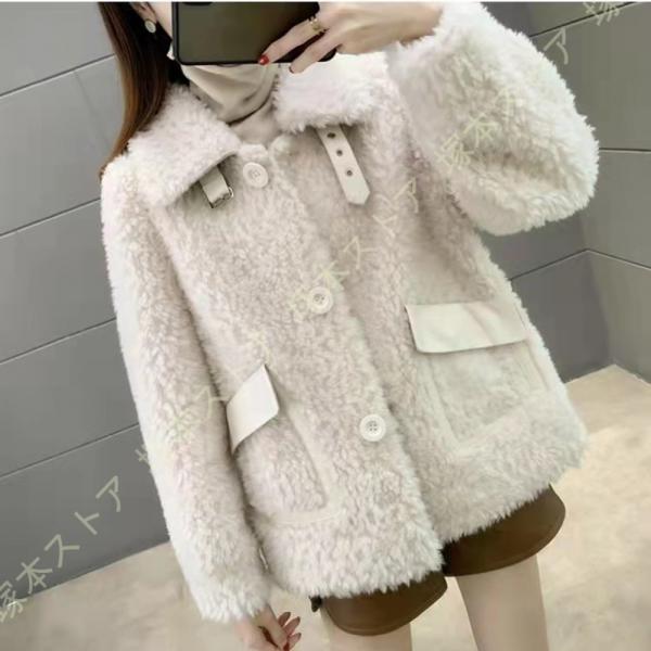 ノーカラー ボアジャケット レディース 無地 もこもこ 秋冬 ボアブルゾン フワモコ ボアコート 防...