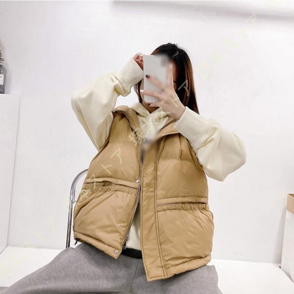ダウンベスト ベスト レディース 無地 フード 中綿ベスト 綿いりベスト ジレ フード付きダウンベス...