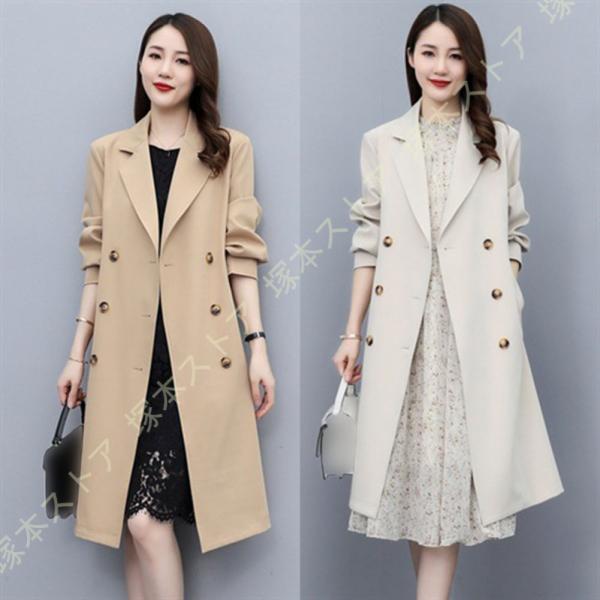 トレンチコート ロング丈 レディース スレンダーライン スプリングコート 大きいサイズ 春秋アウター...