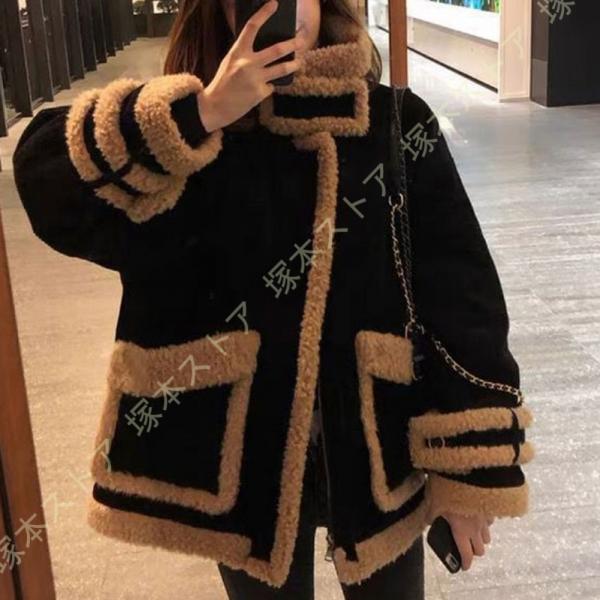 ジャケット レディース コート フェイクムートン 厚手 カジュアル アウター ジャケット 秋冬 スウ...