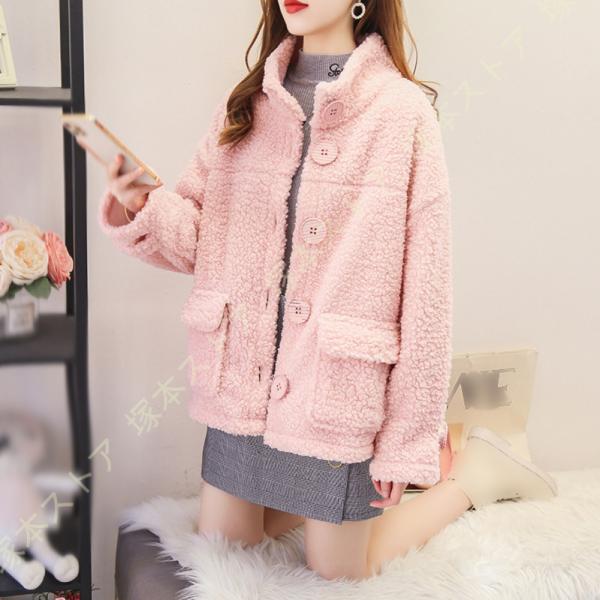 ボアジャケット レディース ボア ブルゾン ノーカラー もこもこ ふんわり ボア 羽織り アウター ...