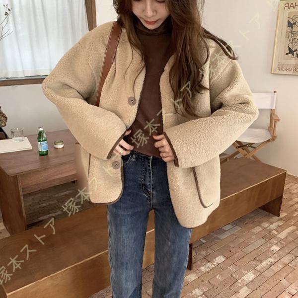 ボアブルゾン ボアコート レディース 可愛い ボアジャケット フリースジャケット 長袖 大きいサイズ...