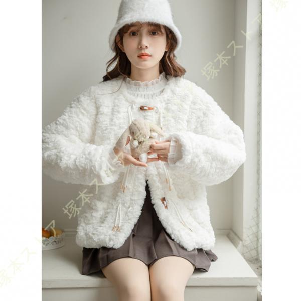 ボアコート フェイクファー コート アウター レディース 上着 ジャケット エコファー ノーカラー ...