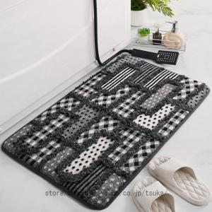 お風呂マット 柔らか 石タイル調 コンフォート 花柄 玄関マット バスマット 足ふきマット 耐磨耗性 サラサラ 丸洗い 室内 ソフト 吸水 快適 浴室 洗面所
