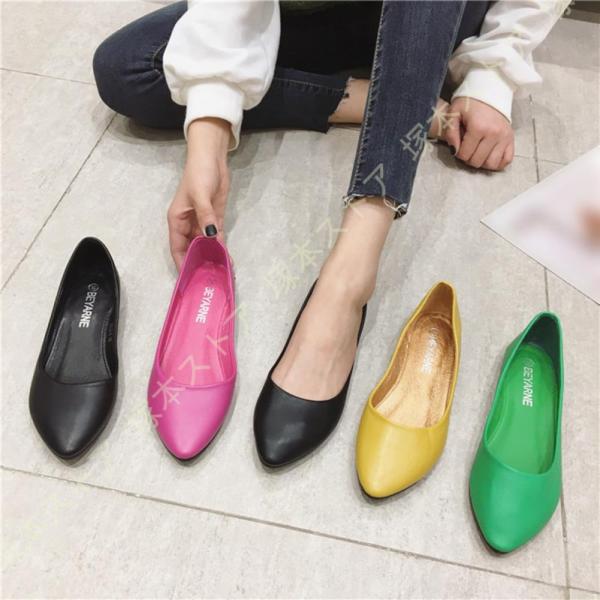 パンプス レディース ポインテッドトゥ 痛くない 走れるパンプス ベーシック フラット シューズ ロ...