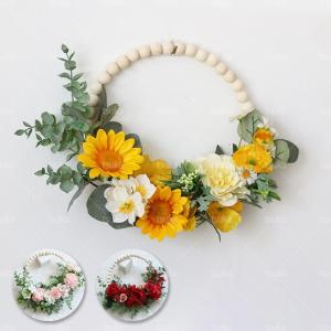 リース 玄関 造花 飾り 春 玄関リース おしゃれ 造花 母の日 ギフトフラワーリース 花輪 壁掛け 手作り 枯れない花 北欧風 ドアリース 壁掛け 玄関 家 店舗