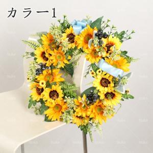 リース ドアリース 造花 結婚式 ひまわり花輪...の詳細画像1