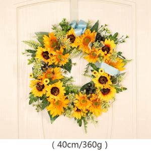 リース ドアリース 造花 結婚式 ひまわり花輪...の詳細画像2