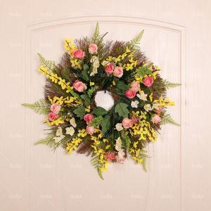 リース ドアリース 壁掛け 玄関飾り 造花 花輪 ウェルカムリース 北欧風 おしゃれ 玄関リース 結婚式 プレゼント 母の日ギフト ス 結婚式 店舗 玄関 壁掛け