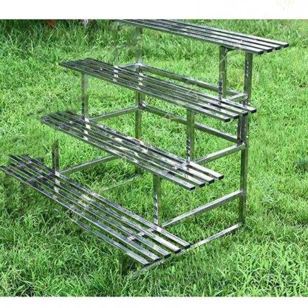 フラワースタンド 屋外 4段 フラワースタンド おしゃれ 幅100cmタイプ シルバー 鉢数やスペー...