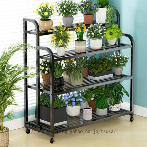 フラワースタンド 屋内 屋外 ガーデンスタンド キャスター付き 移動簡単 通気性 安定性 ガーデニン...
