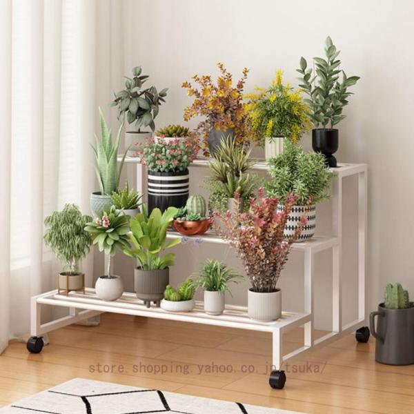 フラワースタンド 屋内 屋外 ガーデンスタンド キャスター付き 移動簡単 通気性 安定性 ガーデニン...