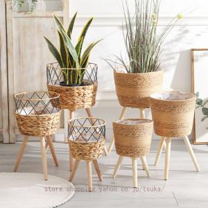 プランタースタンド フラワースタンド 籐植物スタンド ラタン編み 籐編み 天然籐 観葉植物 室内 鉢台 鉢置き台 フラワーポット 木製 天然木 ナチュラル 籐