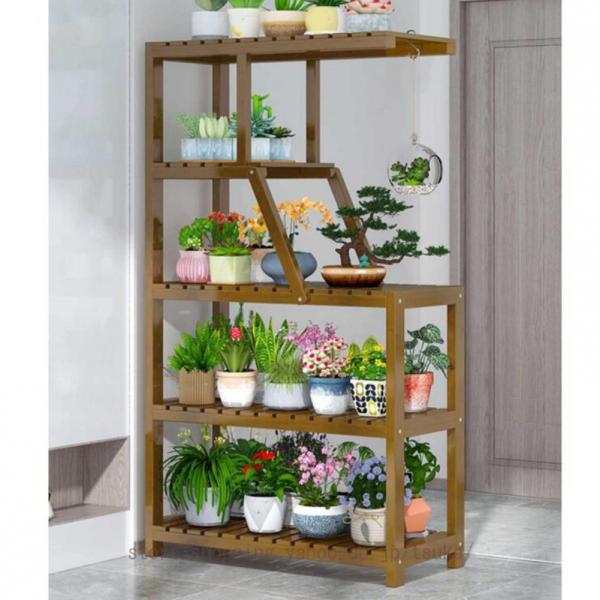 フラワースタンド 多層 フラワーラック ガーデンラック 屋外 竹 多肉 植物ラック 花棚 鉢スタンド...