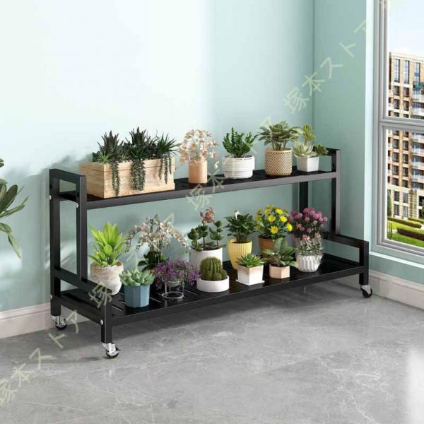 プランターラック ガーデン 2段 キャスター付き 幅80/100/120×奥行き40×高さ65cm ...