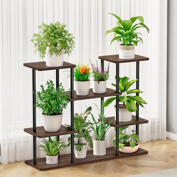 植物スタンド 4段 屋内 複数の植木鉢ホルダー 棚 コーナーラック プランター棚 ディスプレイラック...