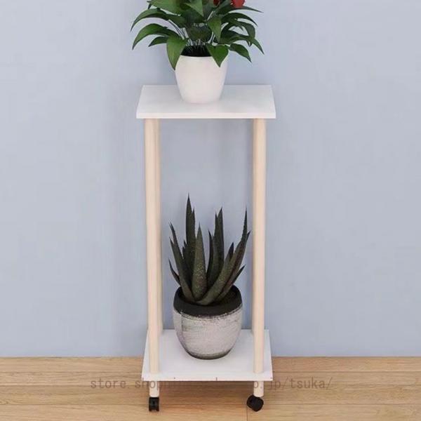 フラワースタンド 植物スタンド 屋内外の植物スタンド ガーデニングスタンド 車輪付き2段プラントスタ...