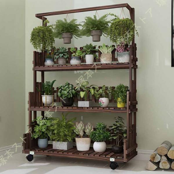 フラワースタンド 木製 3段 観葉植物 ガーデニング 棚 プランタースタンド 花台 室内&amp;屋外 プラ...