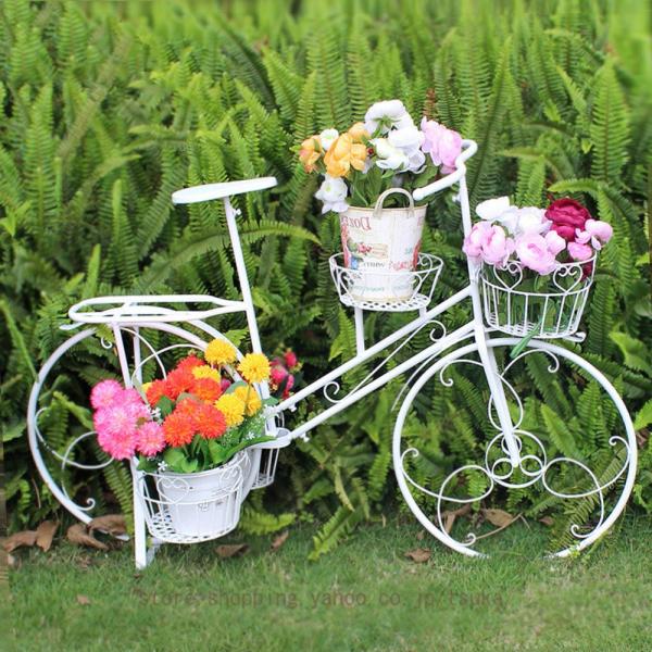 ガーデニンググッズ ガーデニング用品 エクステリア 自転車プラントスタンド 花台 アイアン サイクル...