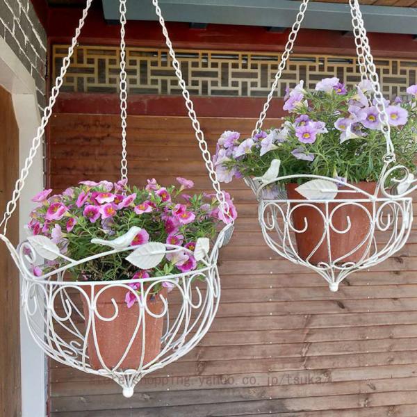 鉄製 ハンギングバスケット 植木鉢 バルコニー アウトドア ハンギングフラワー ハンギングフラワース...