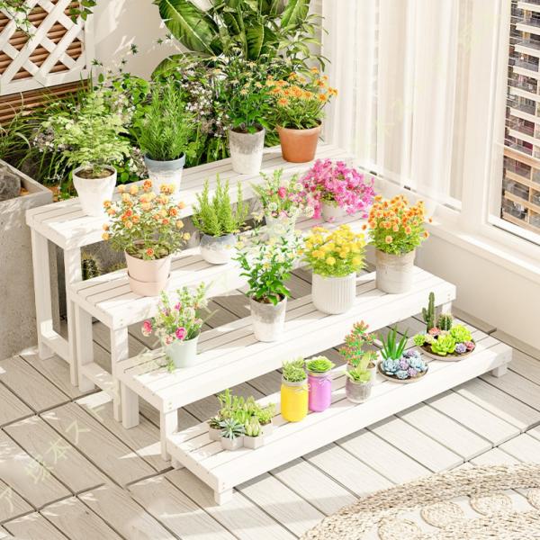 フラワースタンド 木製 植物スタンド ポッティングテーブルホーム ガーデン パティオ バルコニー 屋...