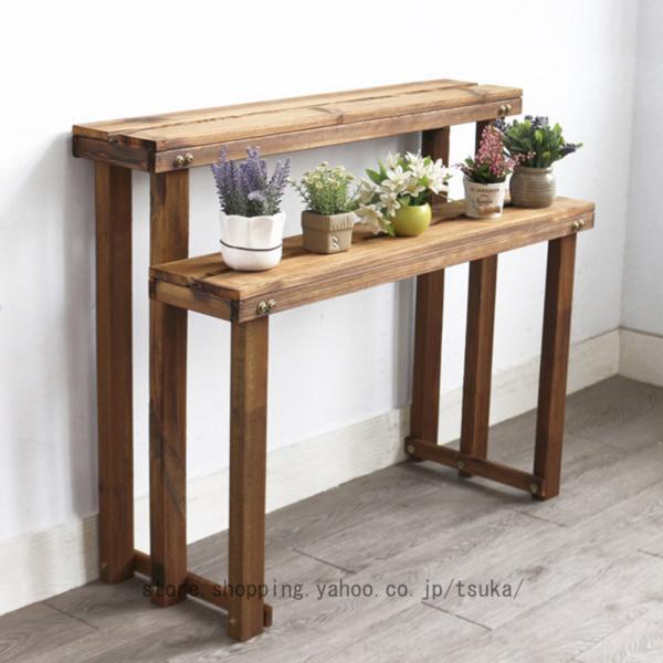 無垢材プランタースタンド ガーデンラック スタンド 2段 園芸ラック 多肉植物スタンド 観葉植物 鉢...