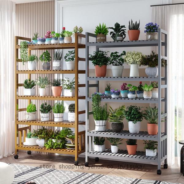 フラワースタンド ガーデンラック 園芸 植木鉢置き 竹製 フラワーラック 室内 置物ラック 園芸ラッ...