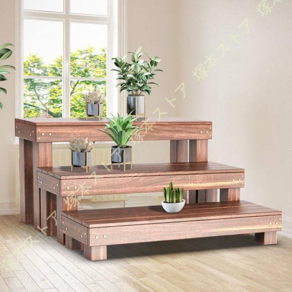 フラワースタンド 花台 3点セット 園芸ラック 置き台 花棚 ガーデンベンチ 厚い手 頑丈 防腐木材...