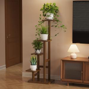フラワースタンド 花台 屋内屋外 竹製鉢プランタースタンド 園芸ラック 観葉 植物 花棚 立体感フラワーラック 室内外兼用 キャスター付き・キャスターなし