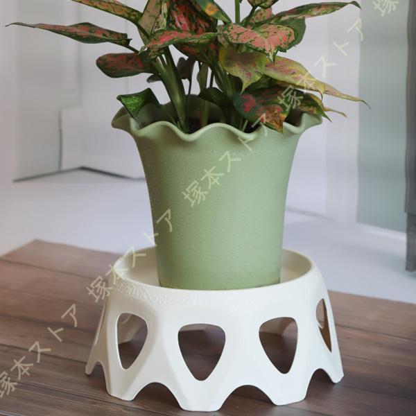 受皿付きスタンド ホワイト アップルウェアー 花台 フラワースタンド受皿付き 玄関先やベランダ等の地...