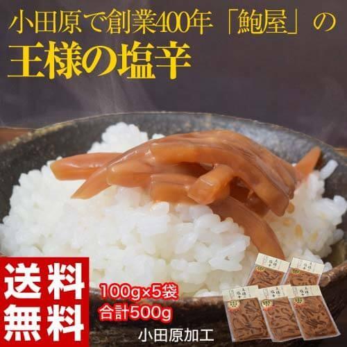 イカ 小田原 創業400年の鮑屋が作る 『王様の塩辛』100g×5袋セット しおから 塩辛 ごはんの...