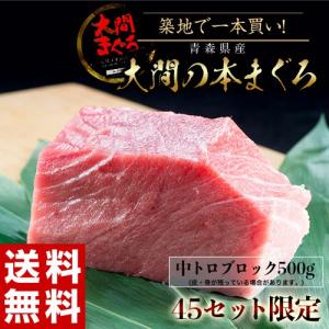 ≪送料無料≫　築地で1本買い！青森県産　大間の本まぐろ　中トロブロック(約500g)　※冷凍　sea　☆｜tsukijiichiba