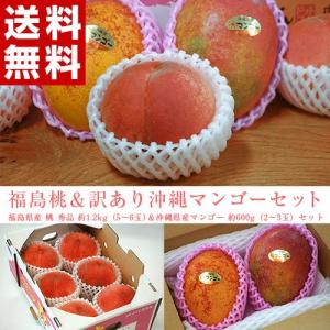 福島桃＆訳あり沖縄マンゴーセット　福島県産 桃 約1.2kg（5〜6玉） 沖縄県産マンゴー 約600g（2〜3玉） 常温 送料無料