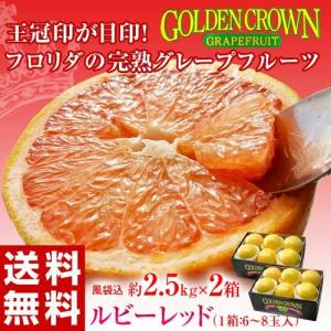 柑橘 フロリダ産 ゴールデンクラウン グレープフルーツ ルビー 約2.5kg×2箱（1箱：6〜8玉入） 送料無料