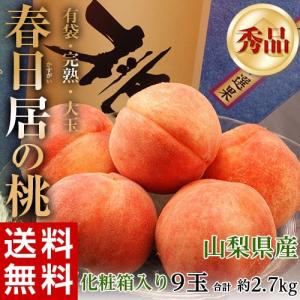 『春日居の桃 』山梨県産 秀品 大玉9玉 約2.7kg 化粧箱 送料無料 ※常温