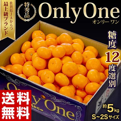 糖度12度選別 Only One JAからつ みかん 佐賀県産 特秀品 風袋込 約5kg S〜2Sサ...