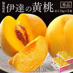 福島県産 『伊達の黄桃』 秀品 約1.5kg （5〜8玉） ×2箱 産地箱 ※常温 送料無料 ふくしまプライド。体感キャンペーン（果物/野菜）