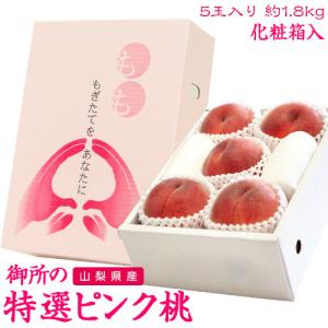 桃 山梨県産 御所の 特選 ピンク桃 超大玉5玉 約1.8kg 化粧箱 ※常温　送料無料